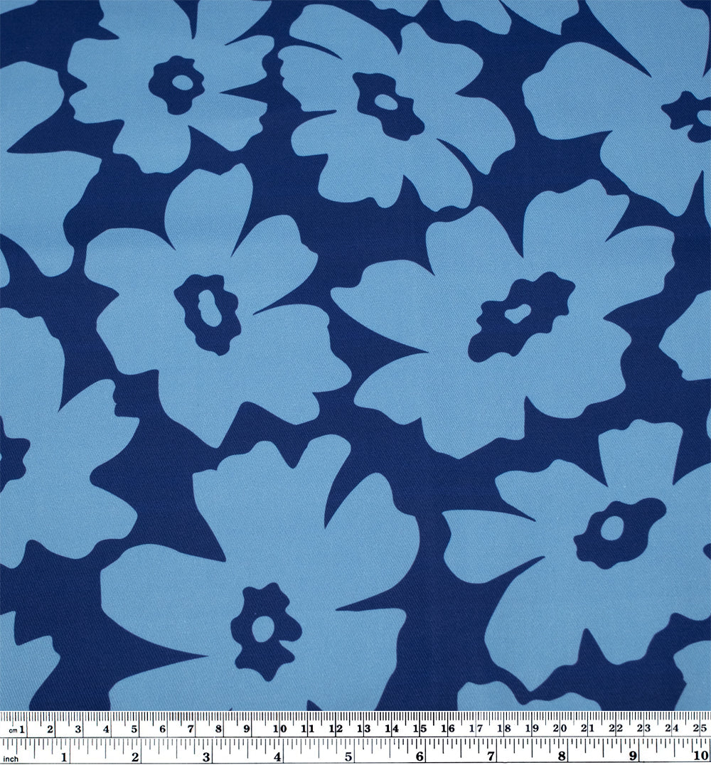 Poppy Field Printed Cotton Twill - Denim/Canal | Blackbird Fabrics