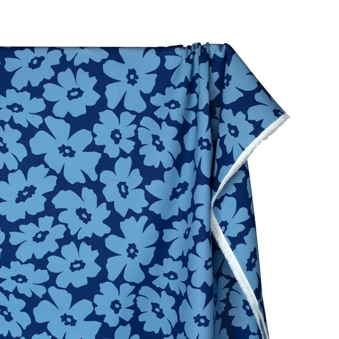 Poppy Field Printed Cotton Twill - Denim/Canal | Blackbird Fabrics