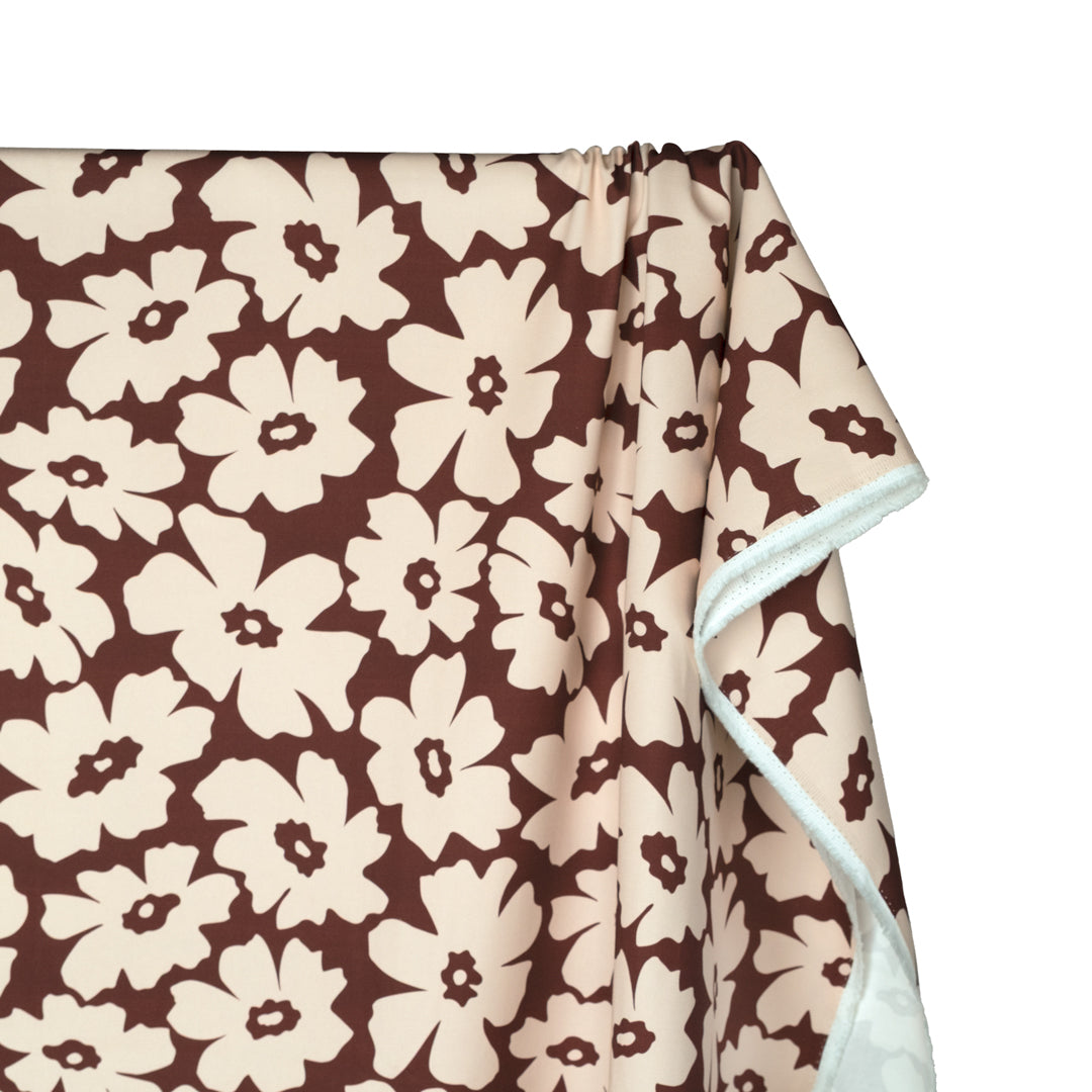 Poppy Field Printed Cotton Twill - Baked Clay/Ecru | Blackbird Fabrics