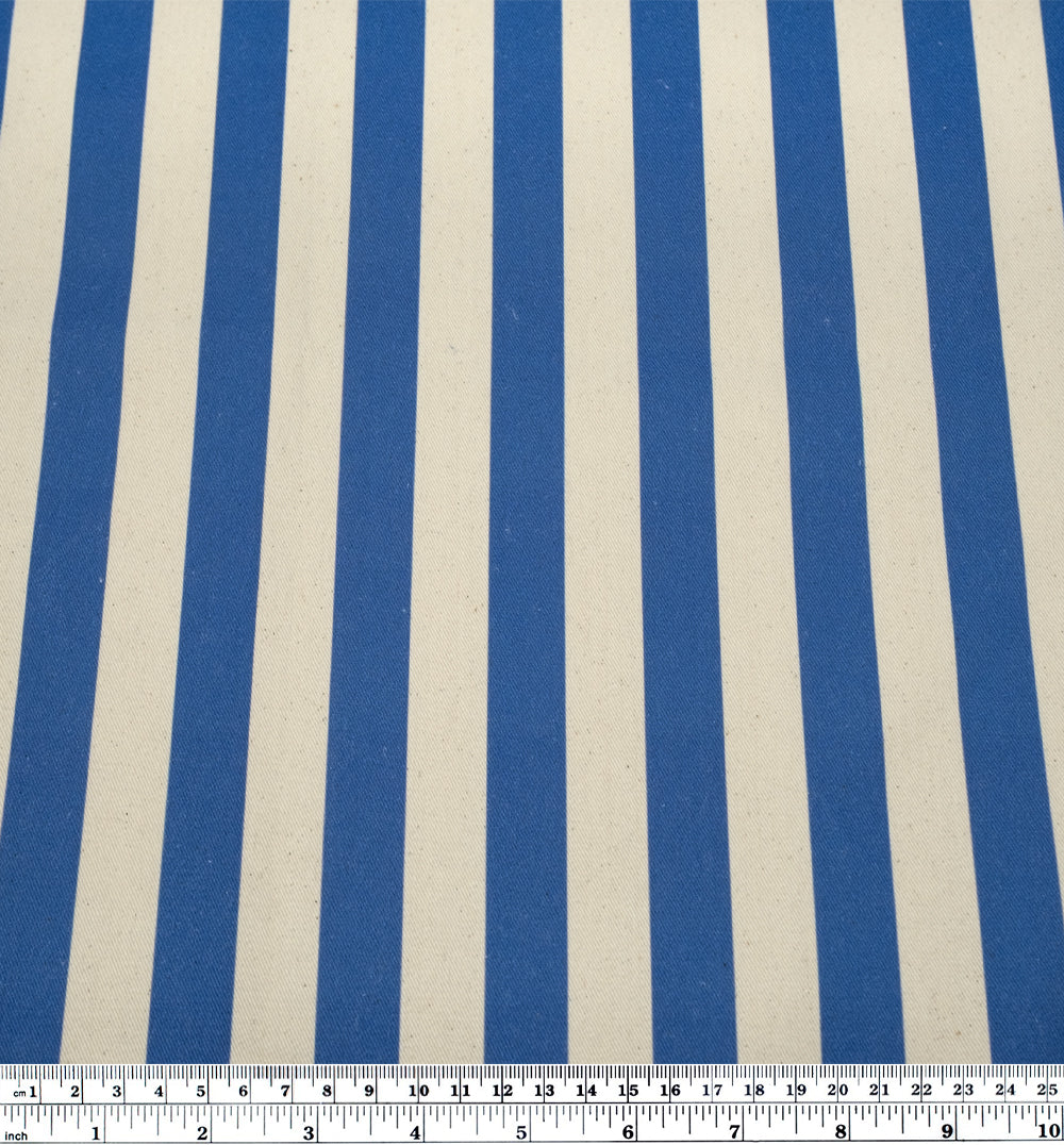 Vacation Stripe Printed Cotton Twill - Marlin/Natural | Blackbird Fabrics
