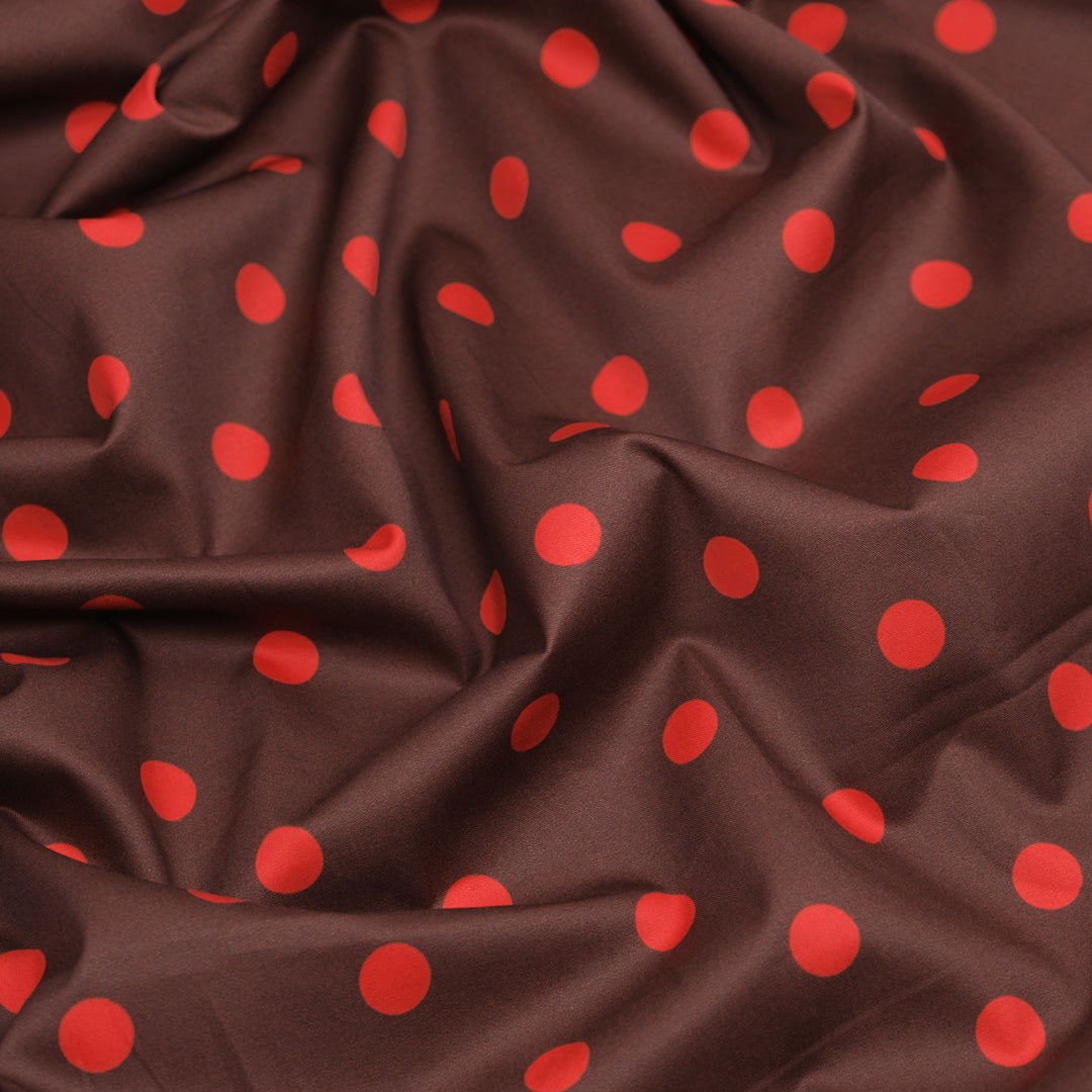 Big Dots Cotton Twill Shirting - Maroon/Chili Pepper | Blackbird Fabrics