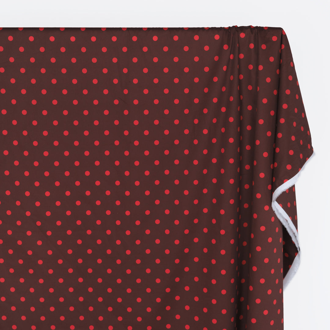 Big Dots Cotton Twill Shirting - Maroon/Chili Pepper | Blackbird Fabrics