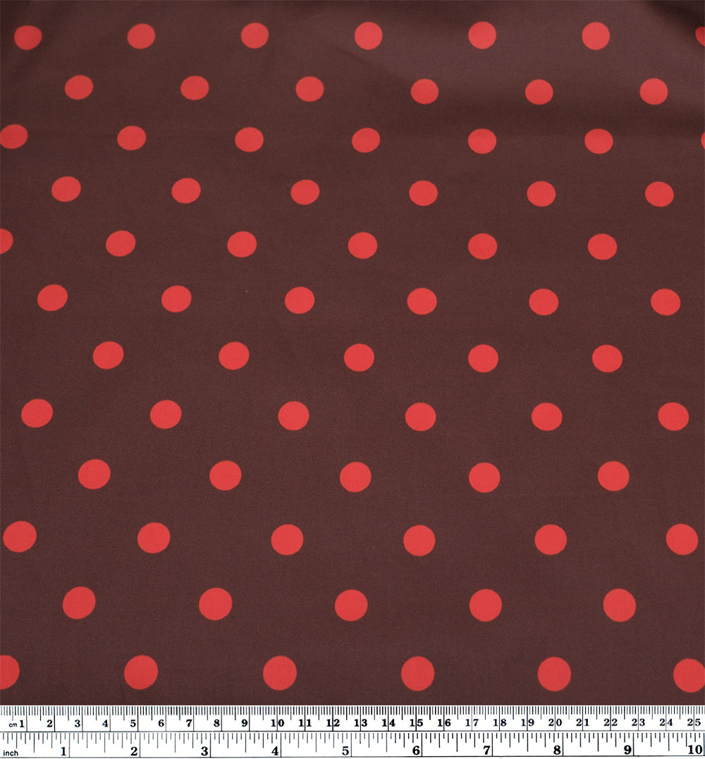 Big Dots Cotton Twill Shirting - Maroon/Chili Pepper | Blackbird Fabrics