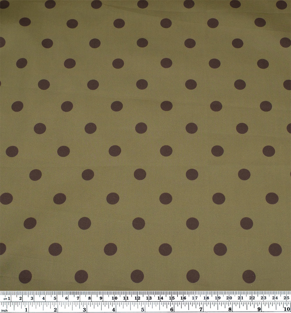 Big Dots Cotton Twill Shirting - Green Pea/Truffle | Blackbird Fabrics