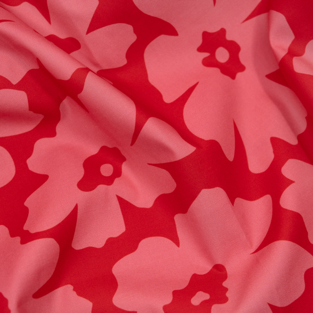 Poppy Field Cotton Twill Shirting - Cherry/Taffy | Blackbird Fabrics