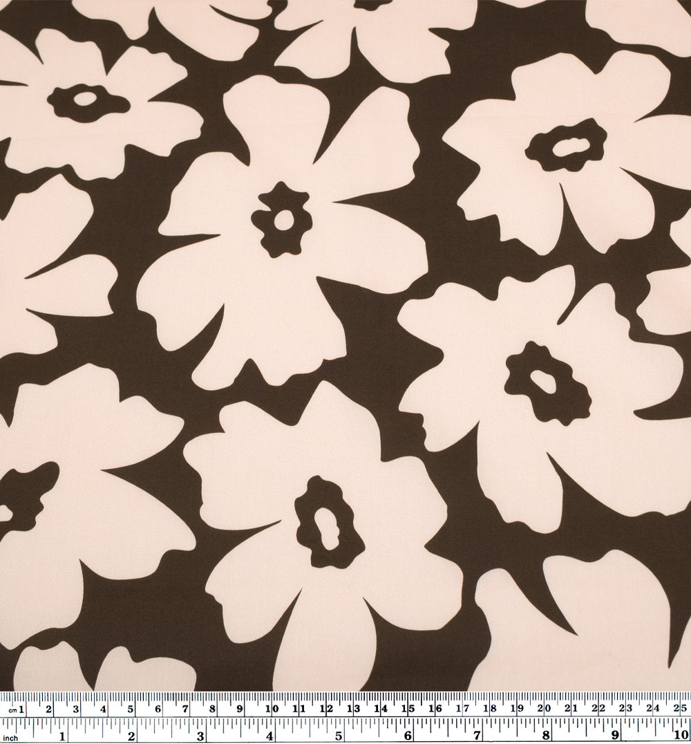Poppy Field Cotton Twill Shirting - Umber/Ecru | Blackbird Fabrics