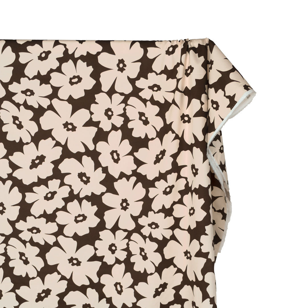 Poppy Field Cotton Twill Shirting - Umber/Ecru | Blackbird Fabrics
