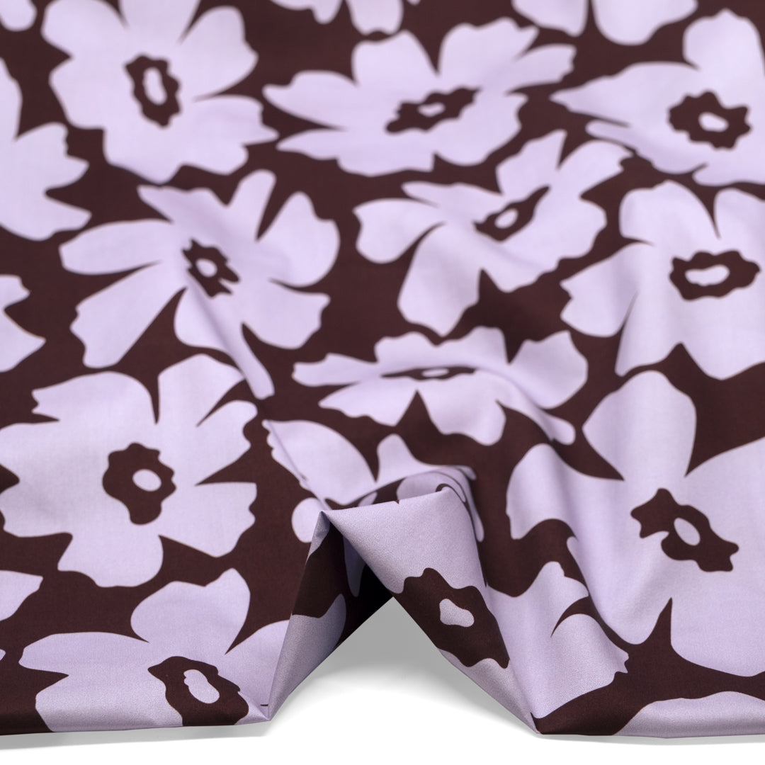 Poppy Field Cotton Twill Shirting - Cabernet/Wisteria | Blackbird Fabrics