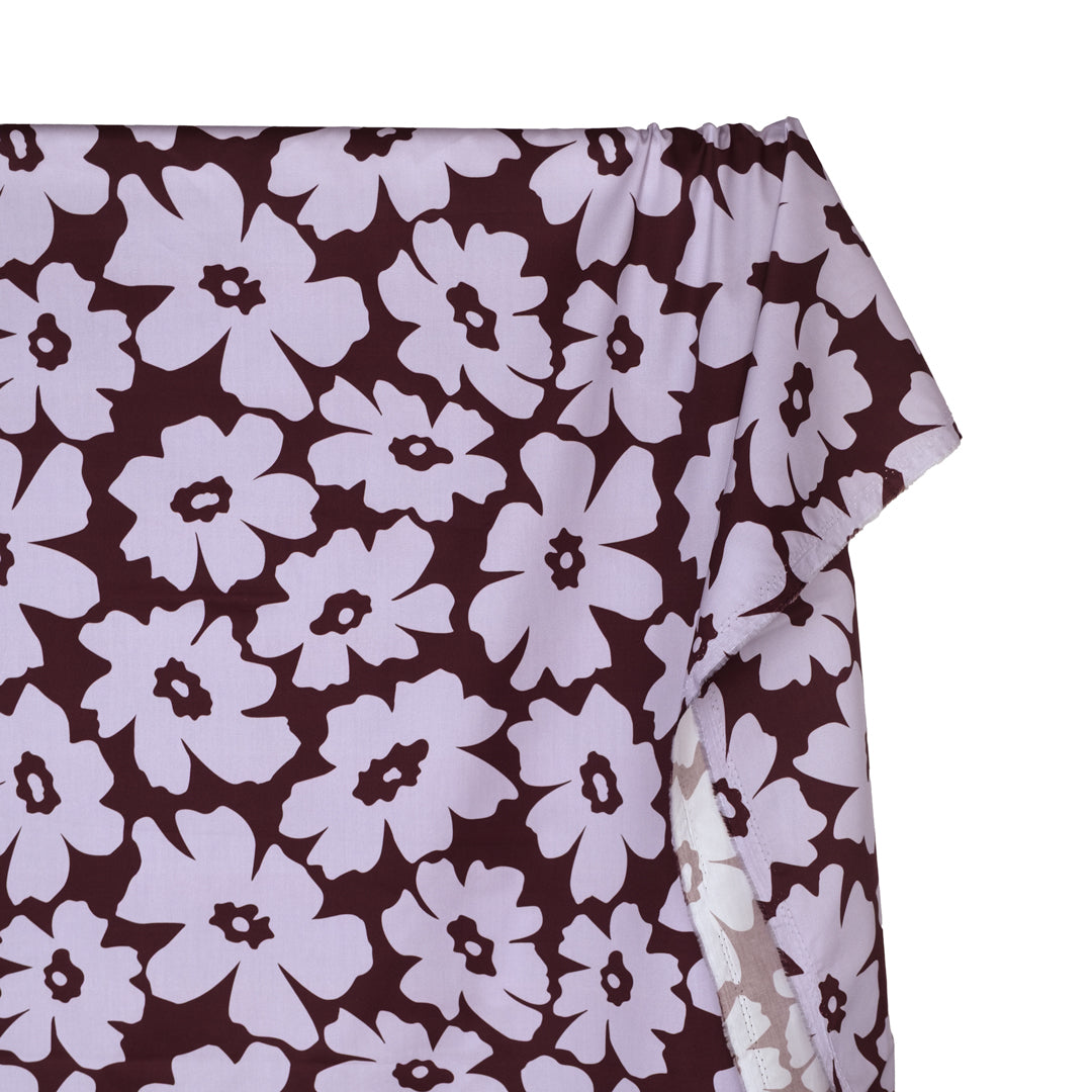 Poppy Field Cotton Twill Shirting - Cabernet/Wisteria | Blackbird Fabrics