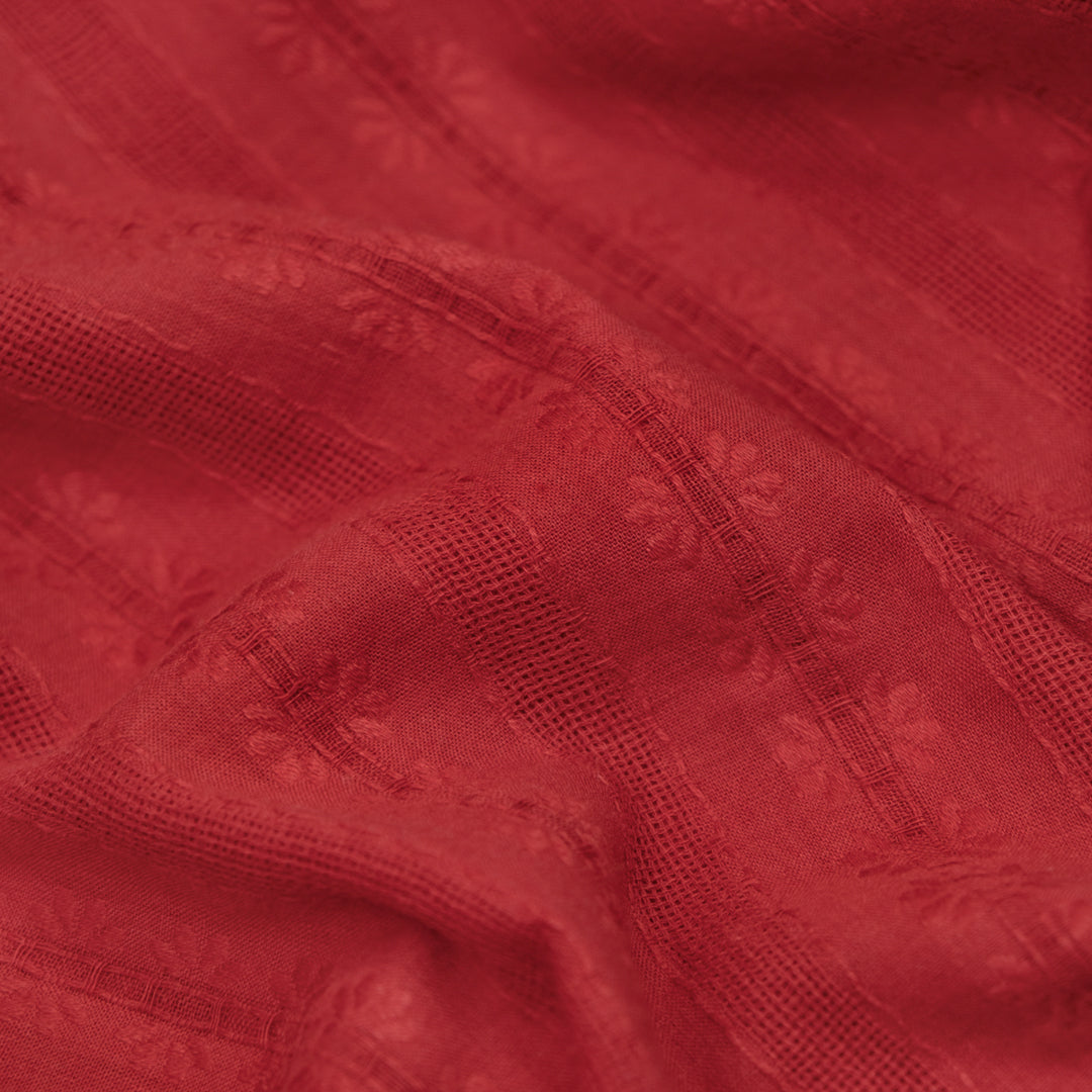 Floral Lattice Cotton Gauze - Crimson | Blackbird Fabrics