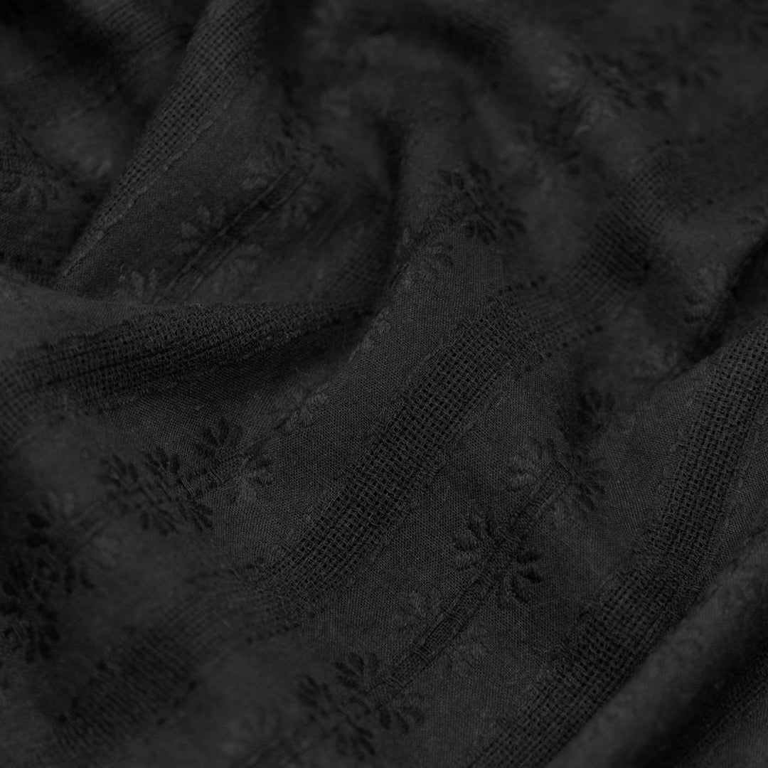 Floral Lattice Cotton Gauze - Black | Blackbird Fabrics