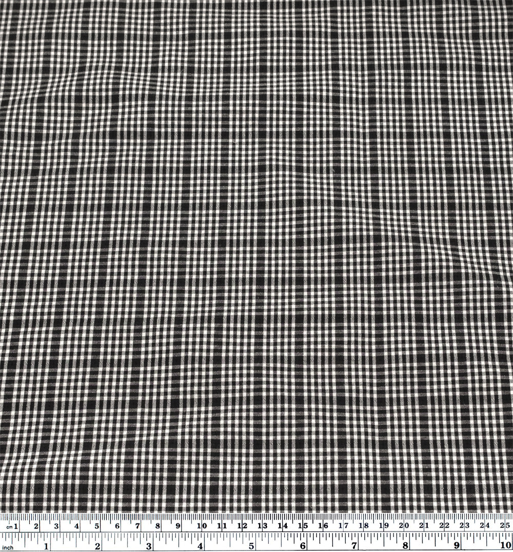 Wafer Multi Check Seersucker - Black | Blackbird Fabrics