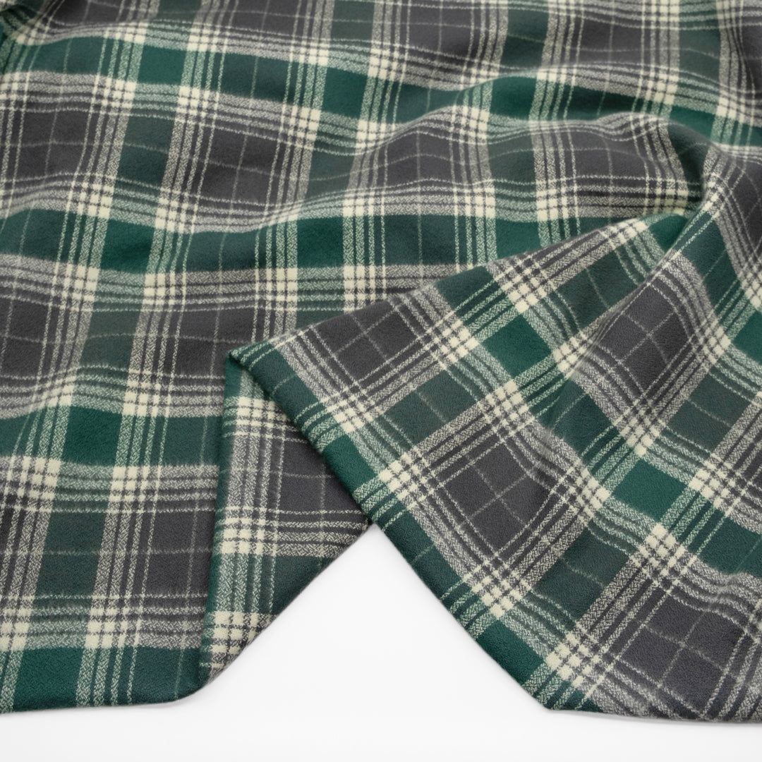 Plaid Cotton Flannel - Pine/Ivory | Blackbird Fabrics