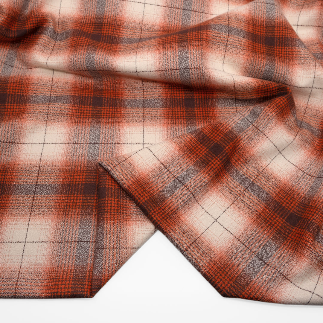 Plaid Cotton Flannel - Burnt Orange/Ivory | Blackbird Fabrics