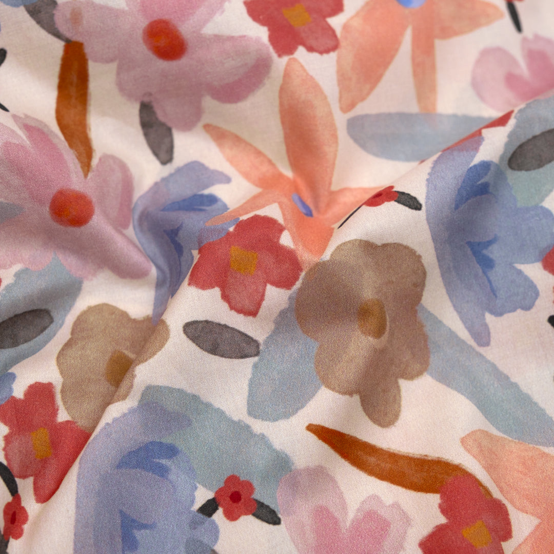 Stained Glass Garden Printed Cotton Lawn - Cream/Multi | Blackbird Fabrics