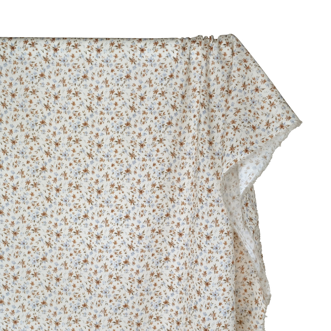 Milk & Honey Printed Cotton Voile - Cream/Mushroom/Glacier | Blackbird Fabrics