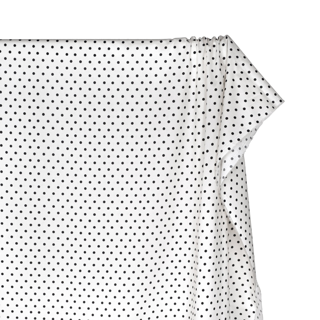 Little Dots Printed Cotton Lawn - Ivory/Black | Blackbird Fabrics