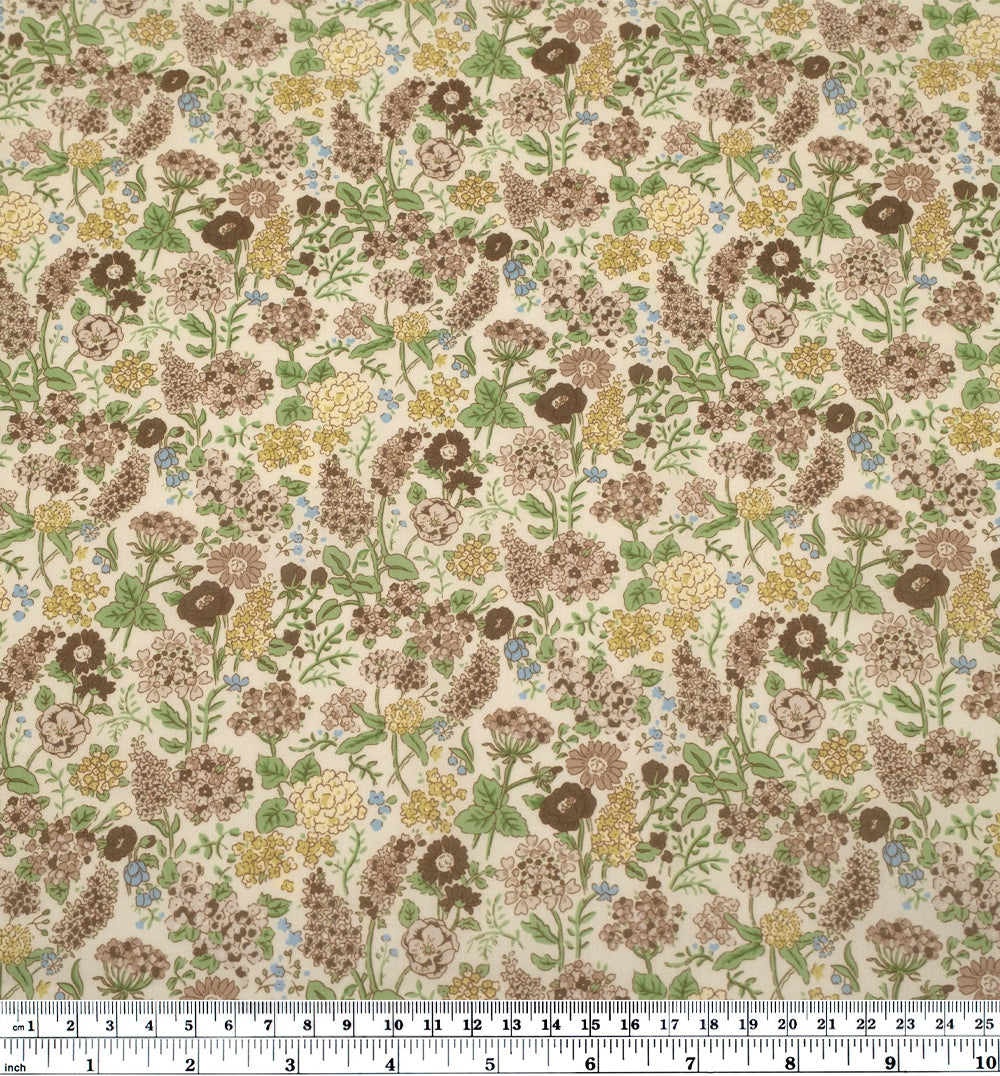 Memory Lane Printed Cotton Lawn - Cream/Spring Green/Multi | Blackbird Fabrics