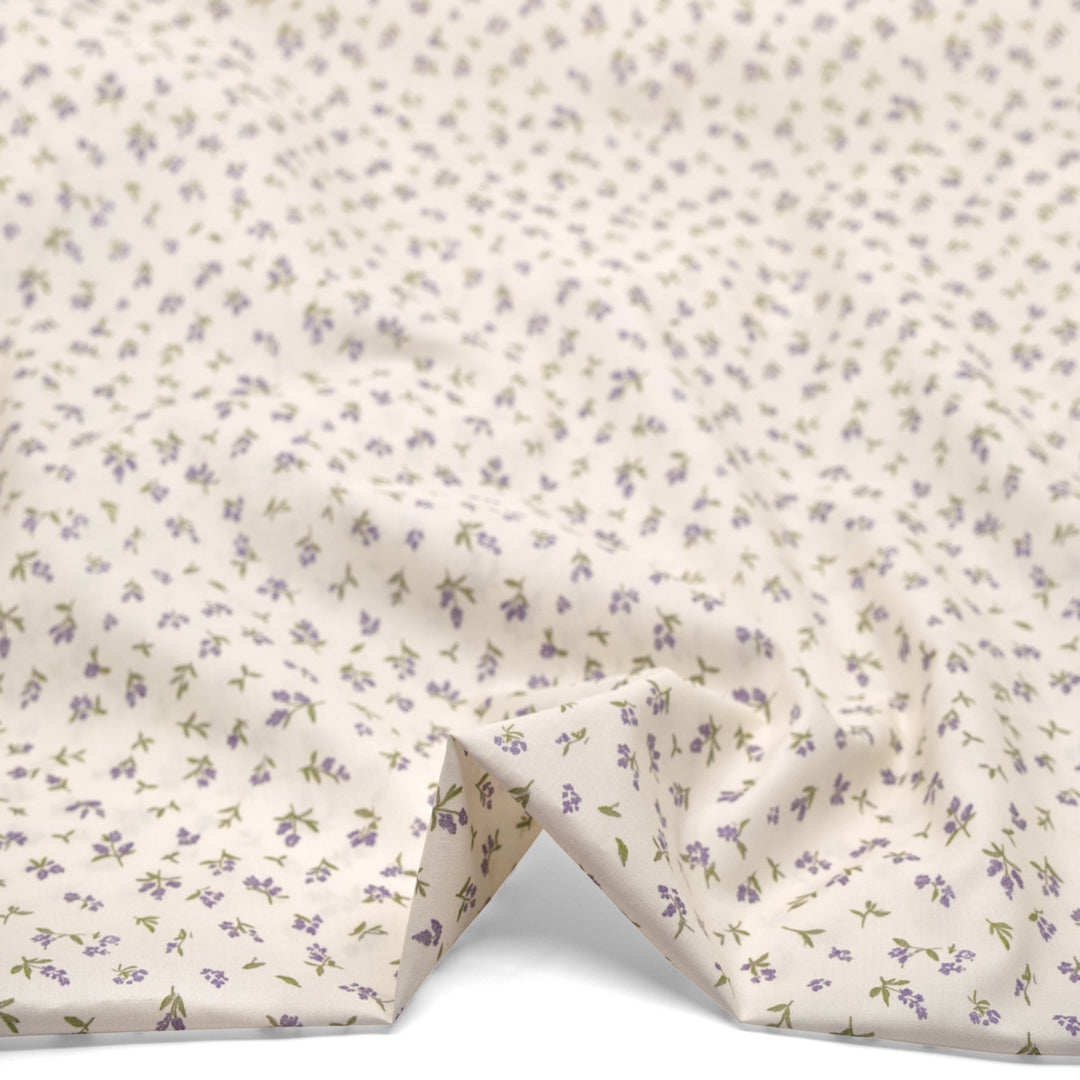 French Lavender Printed Cotton Lawn - Ivory/Wisteria | Blackbird Fabrics