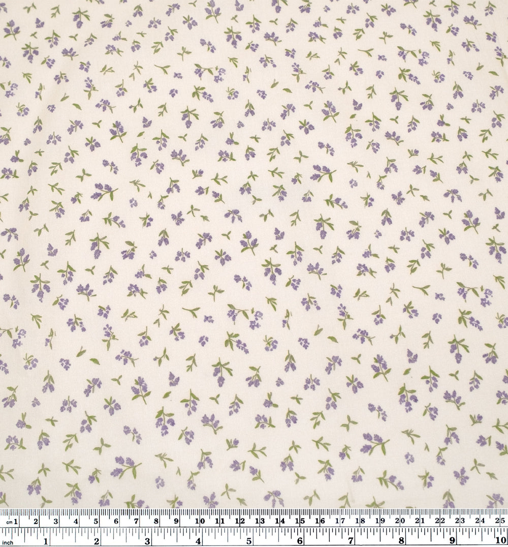 French Lavender Printed Cotton Lawn - Ivory/Wisteria | Blackbird Fabrics