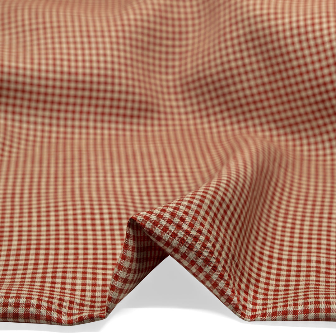 Petite Gingham Linen - Madder/Birch | Blackbird Fabrics