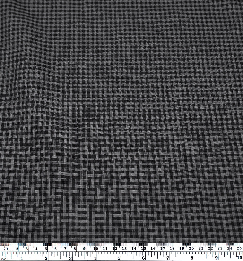 Petite Gingham Linen - Slate/Black | Blackbird Fabrics