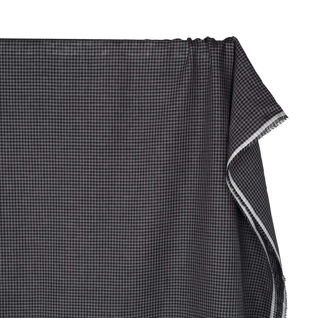 Petite Gingham Linen - Slate/Black | Blackbird Fabrics