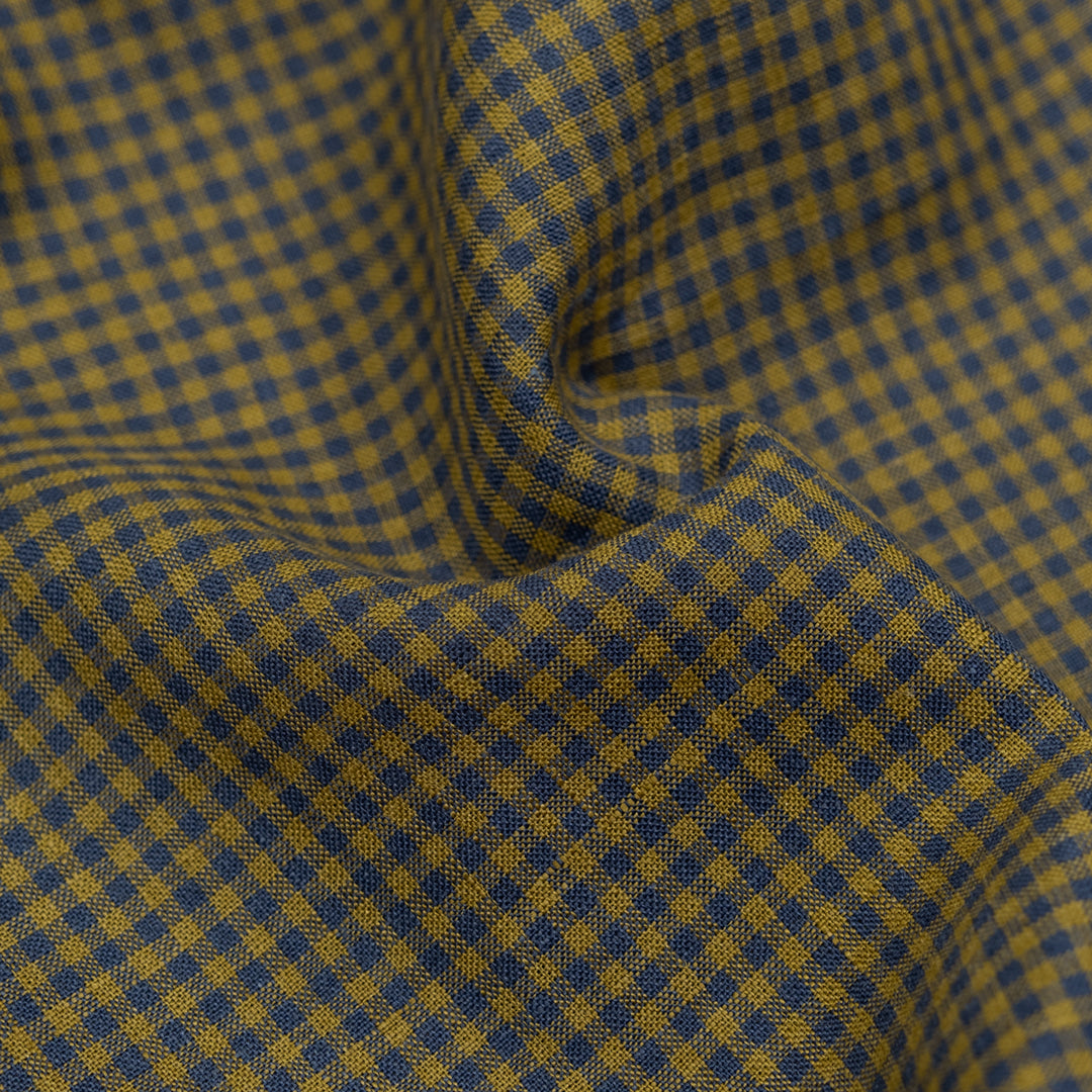 Petite Gingham Linen - Ocean/Cactus | Blackbird Fabrics