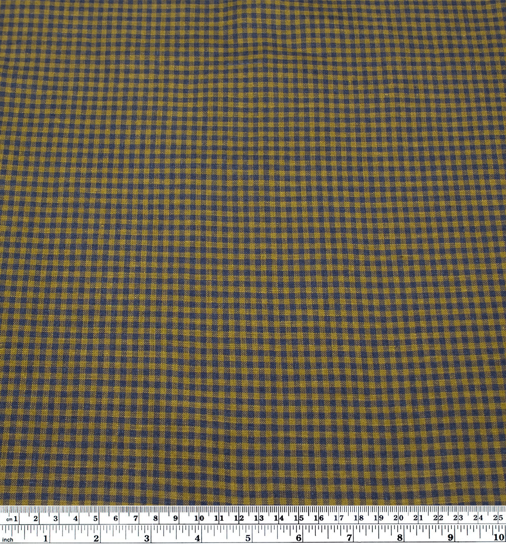 Petite Gingham Linen - Ocean/Cactus | Blackbird Fabrics