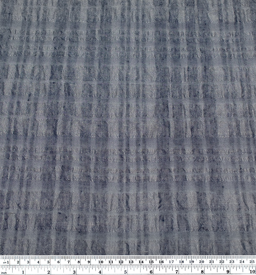 Phantom Check Yarn Dyed Linen Cotton - Antique Blue | Blackbird Fabrics