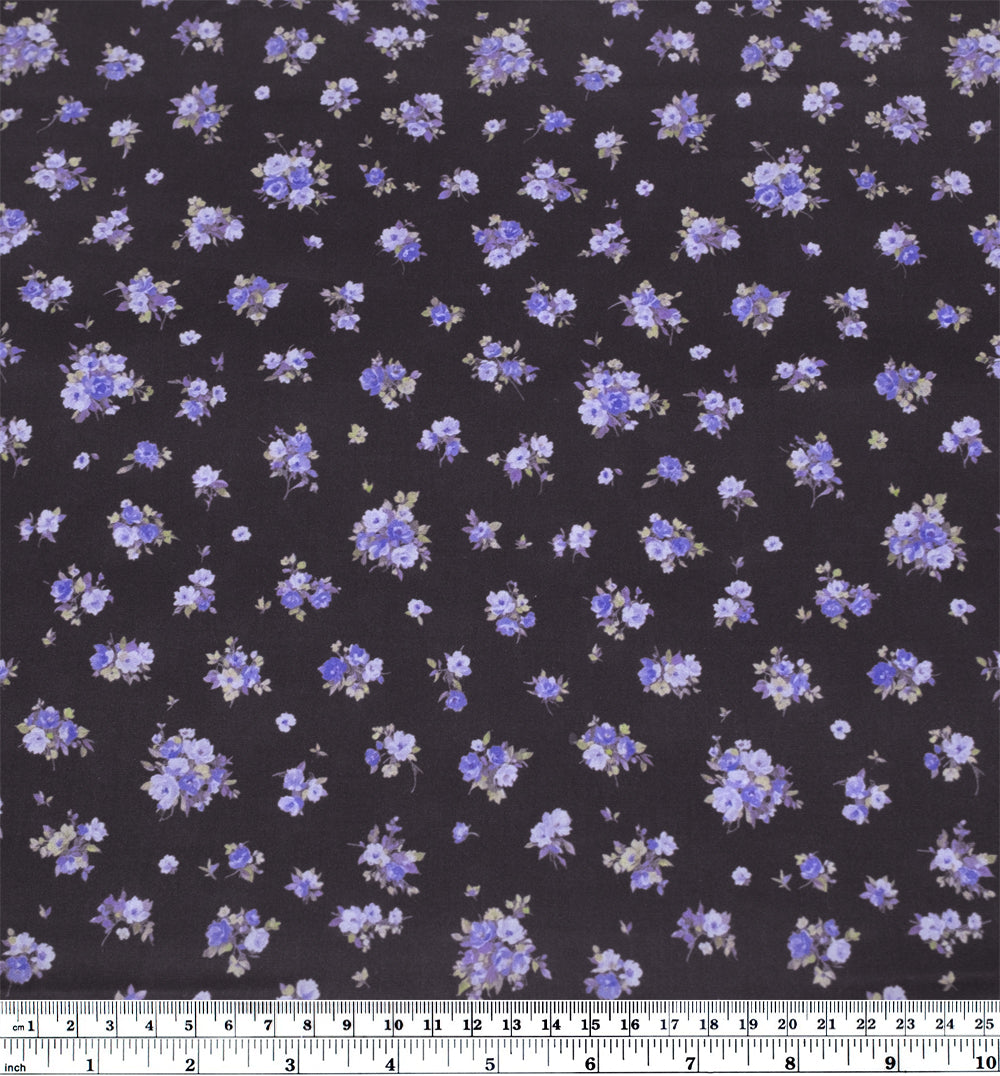 Swoon Printed Cotton Lawn - Raven/Lavender | Blackbird Fabrics