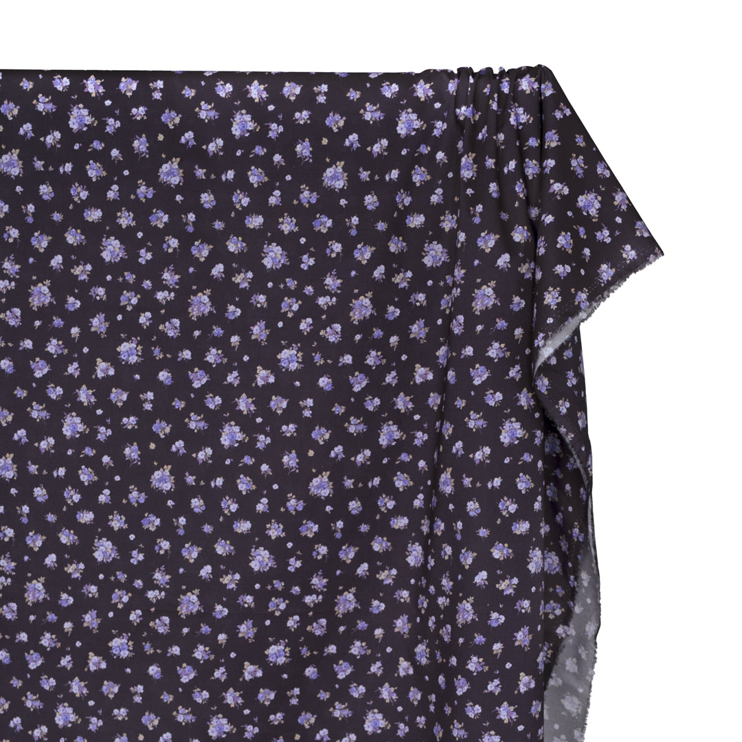 Swoon Printed Cotton Lawn - Raven/Lavender | Blackbird Fabrics