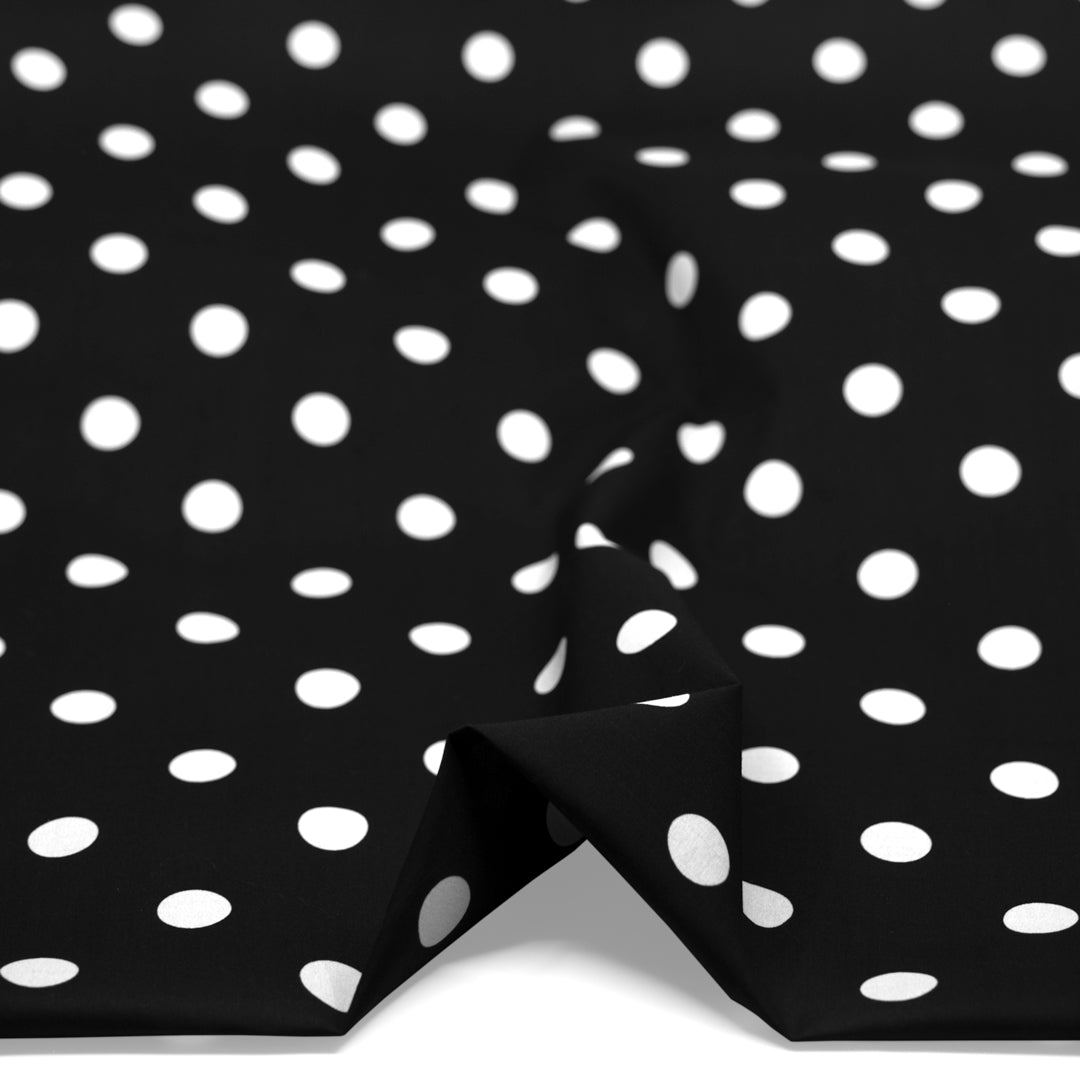 Big Dots Printed Cotton Lawn - Black/White | Blackbird Fabrics