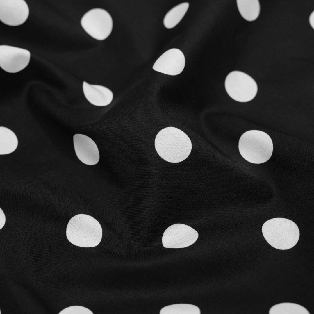 Big Dots Printed Cotton Lawn - Black/White | Blackbird Fabrics