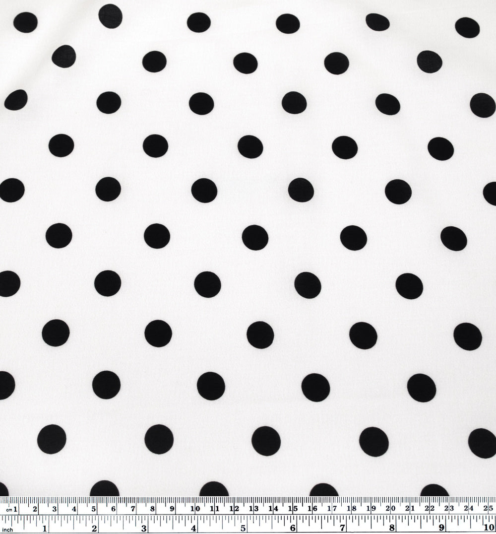 Big Dots Printed Cotton Lawn - Ivory/Black | Blackbird Fabrics