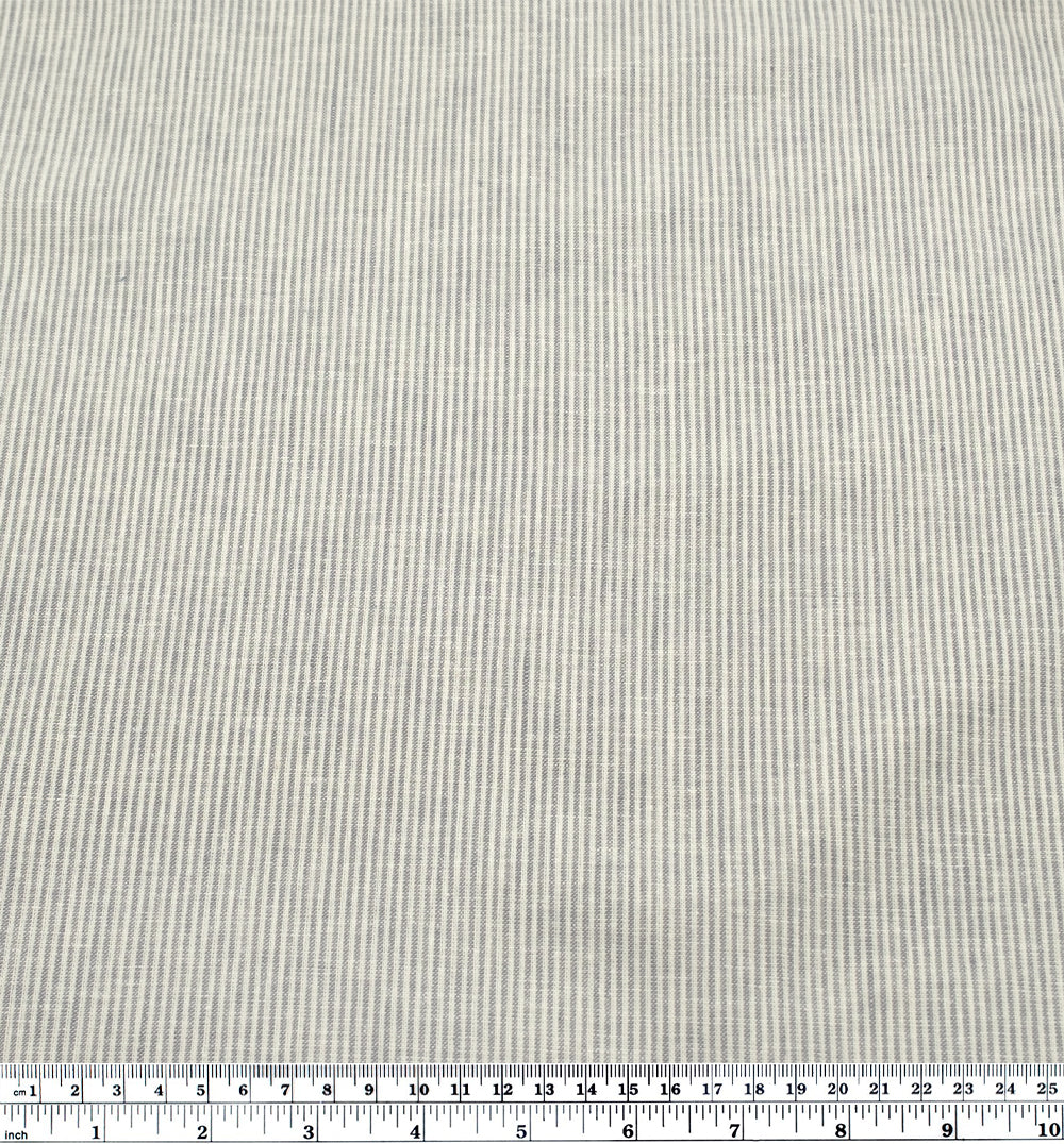 Narrow Stripe Go-To Linen Cotton Blend - Limestone/Pale Grey | Blackbird Fabrics
