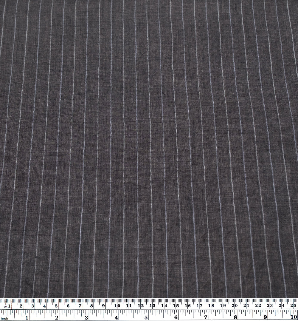 Pinstripe Stonewashed Linen - Slate | Blackbird Fabrics