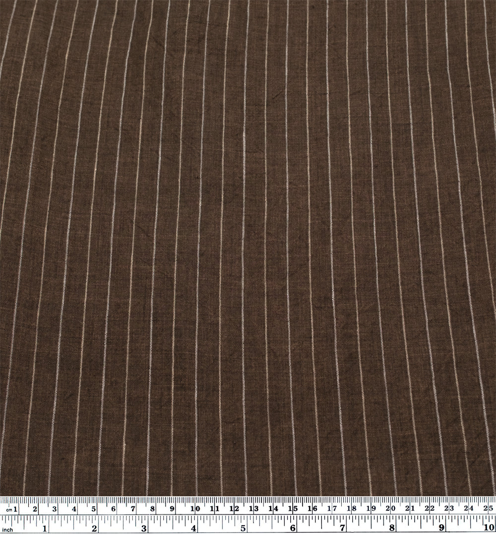 Pinstripe Stonewashed Linen - Mink | Blackbird Fabrics