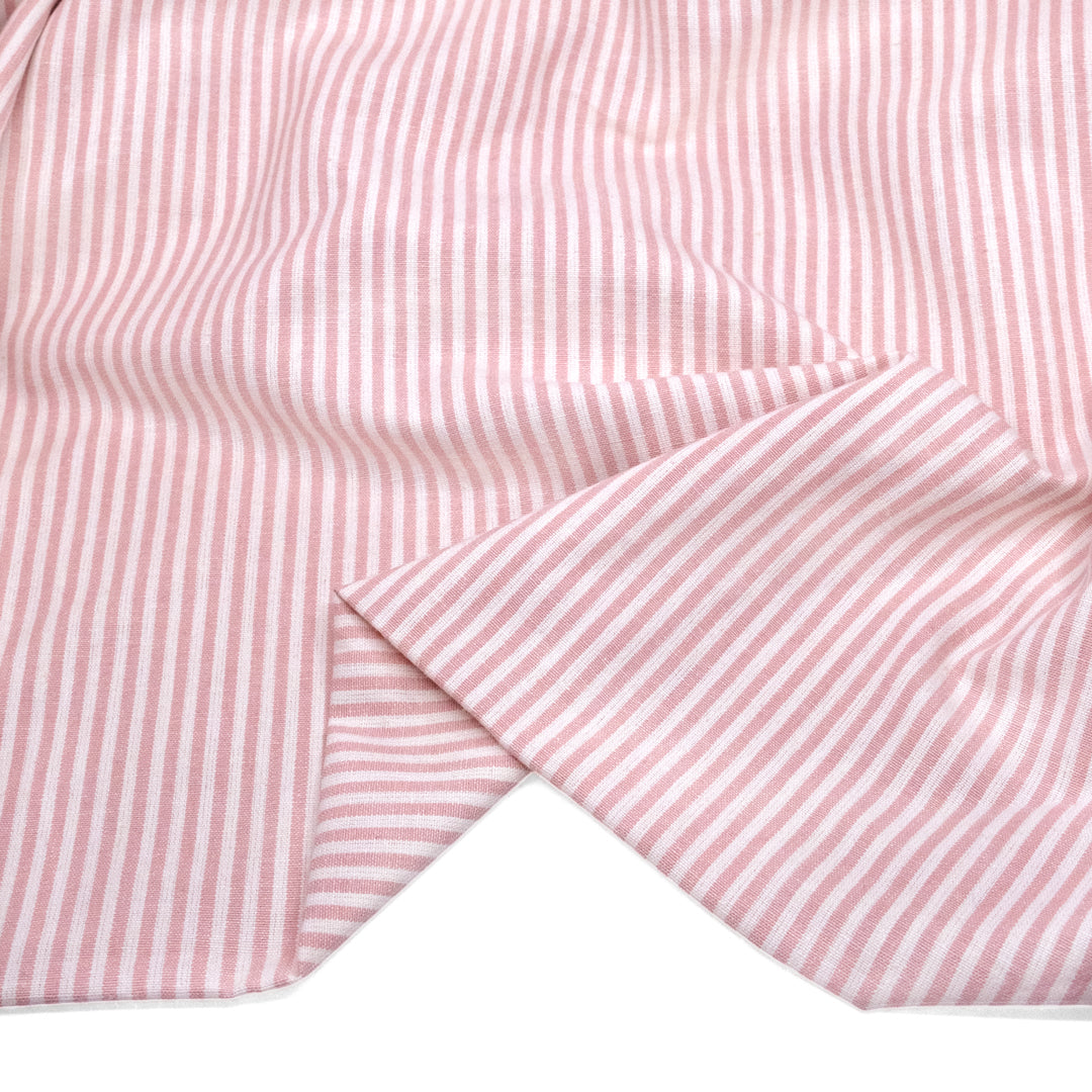 6oz Hemp & Organic Cotton Canvas Stripe - Petal /Natural | Blackbird Fabrics