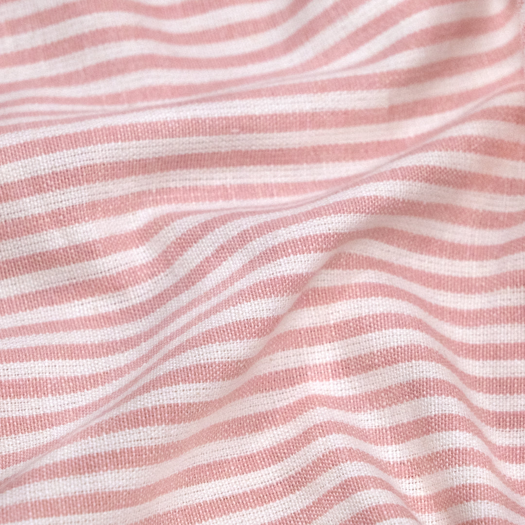 6oz Hemp & Organic Cotton Canvas Stripe - Petal /Natural | Blackbird Fabrics
