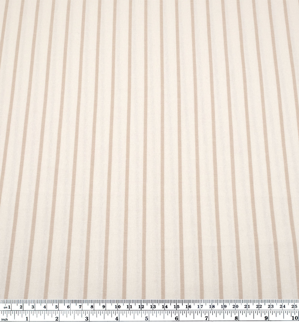 Striped Lightweight Cotton Canvas - Ivory/Shell | Blackbird Fabrics