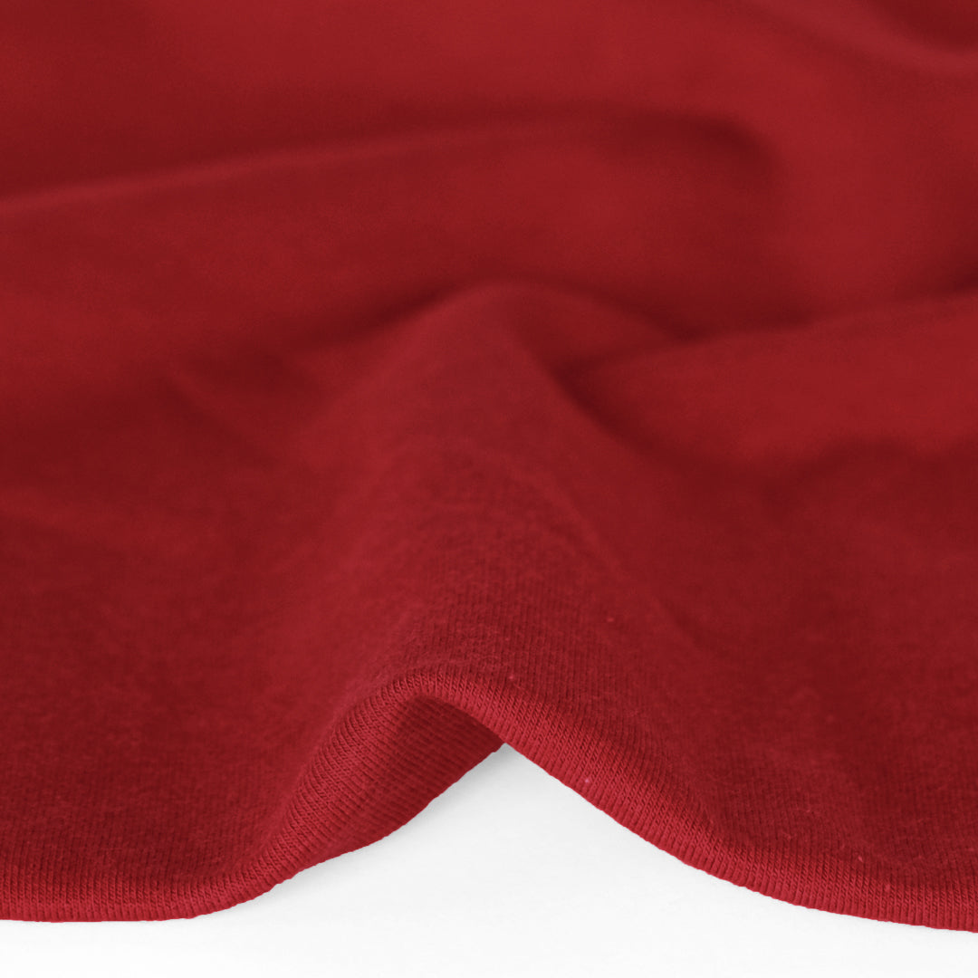 Bamboo & Cotton Stretch Fleece - Classic Red | Blackbird Fabrics