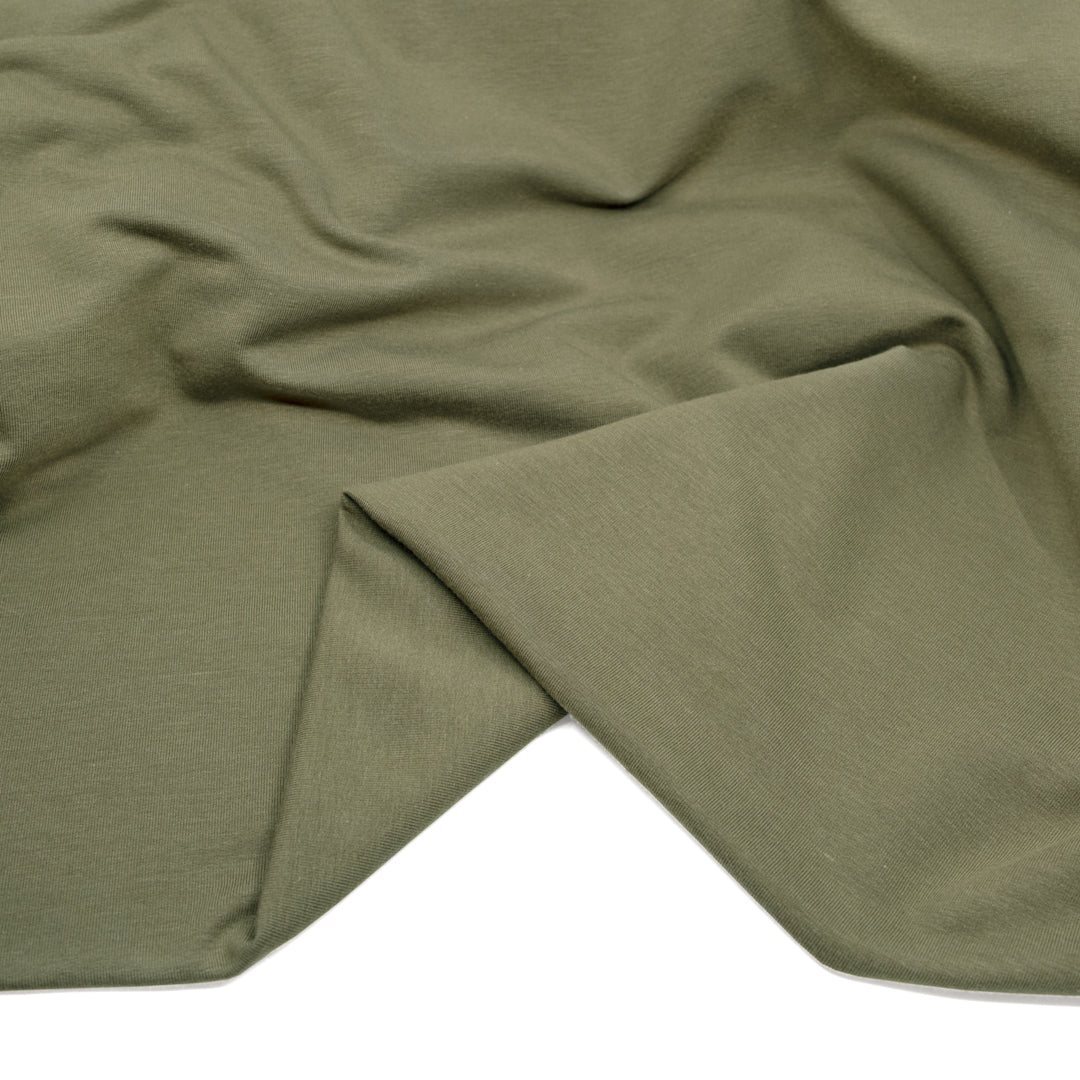Bamboo & Cotton Stretch Fleece - Light Olive | Blackbird Fabrics