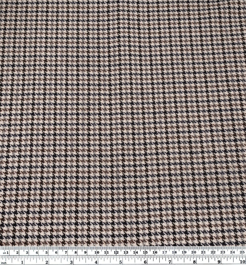 Houndstooth Wool Poly Suiting - Ivory/Chocolate/Charcoal | Blackbird ...