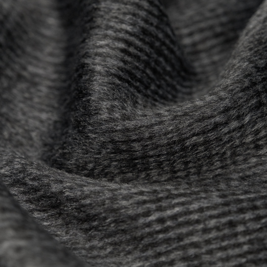 Poly Wool Double Faced Coating - Heather Charcoal/Black | Blackbird Fabrics