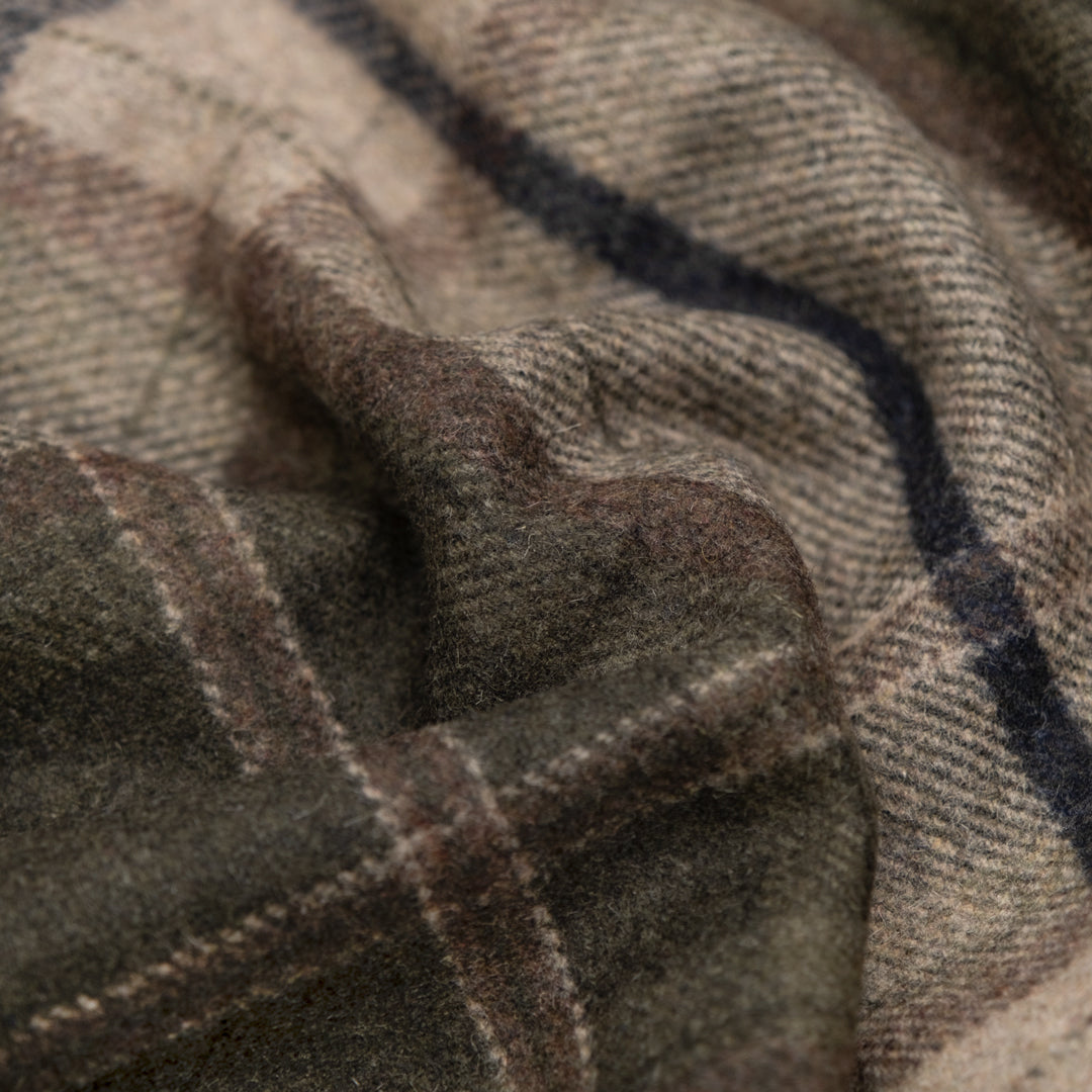 Lightweight Plaid Poly Wool Coating - Sand/Forest | Blackbird Fabrics