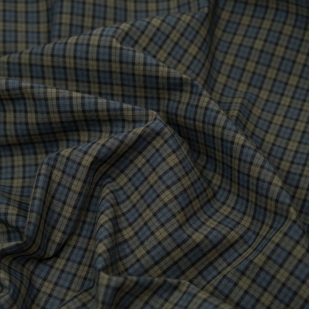 Field Day Plaid Cotton Shirting - Riviera/Ivy | Blackbird Fabrics