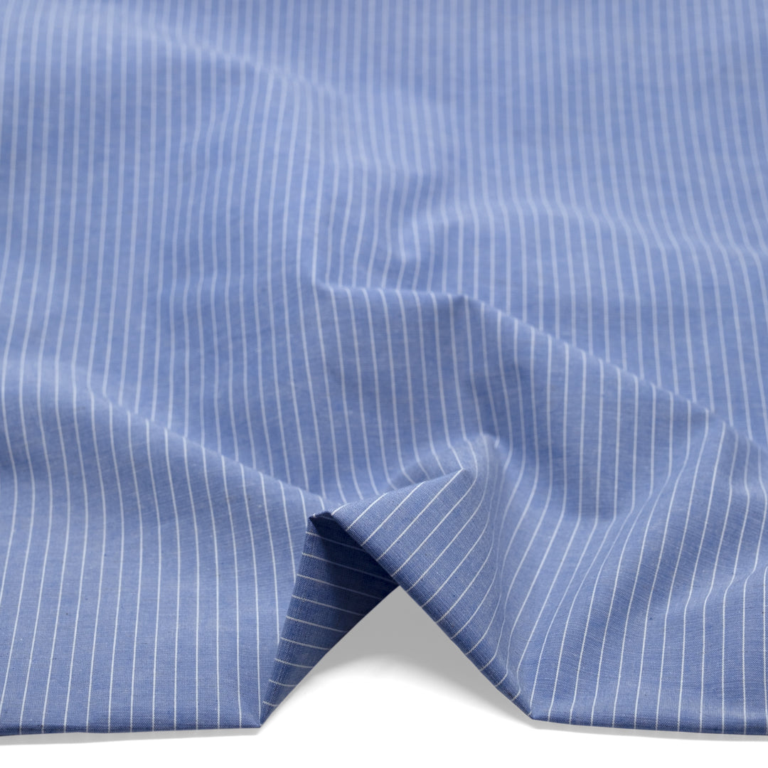 Tidal Cotton Linen Chambray Shirting - Cornflower | Blackbird Fabrics