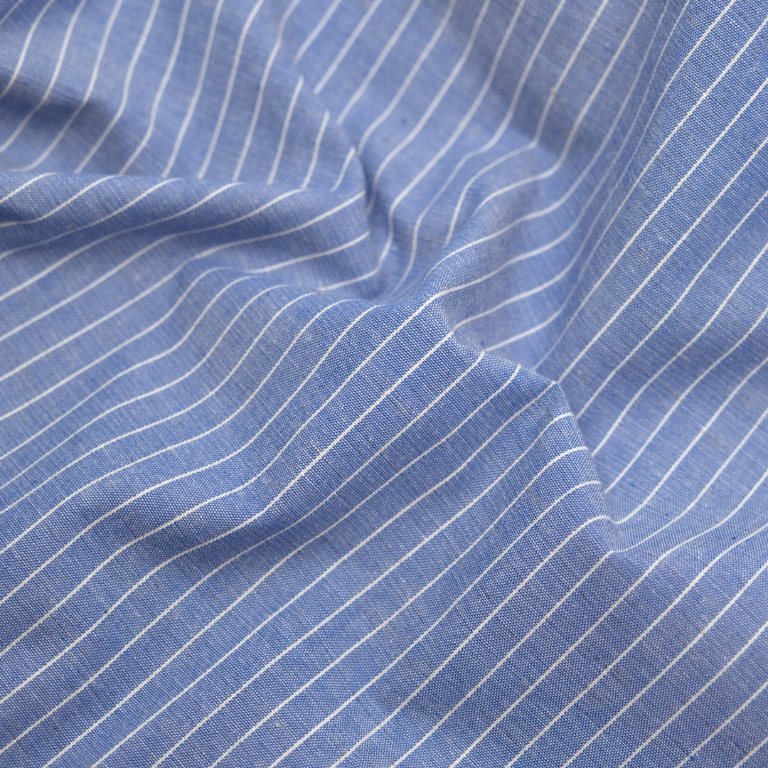 Tidal Cotton Linen Chambray Shirting - Cornflower | Blackbird Fabrics