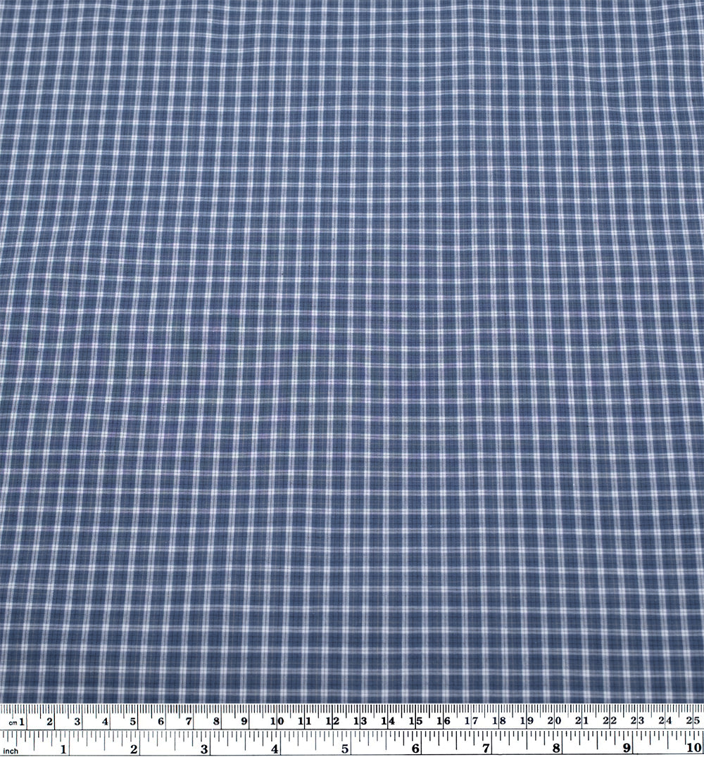 Corridor Mini Plaid Cotton Shirting  - Blue Pool/White | Blackbird Fabrics